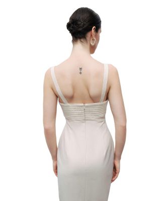 Women's Linen Brode Detailed Sweetheart Maxi Dress