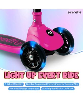 3-Wheel Foldable Kids Scooter - Child Toy Scooter with Built-in LED Wheel Lights, Foldable Seat (Pink)