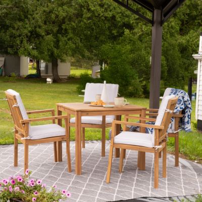 Rodanthe Acacia Wood Outdoor Dining Armchairs with Cushions - 2pk - Natural/Bone White