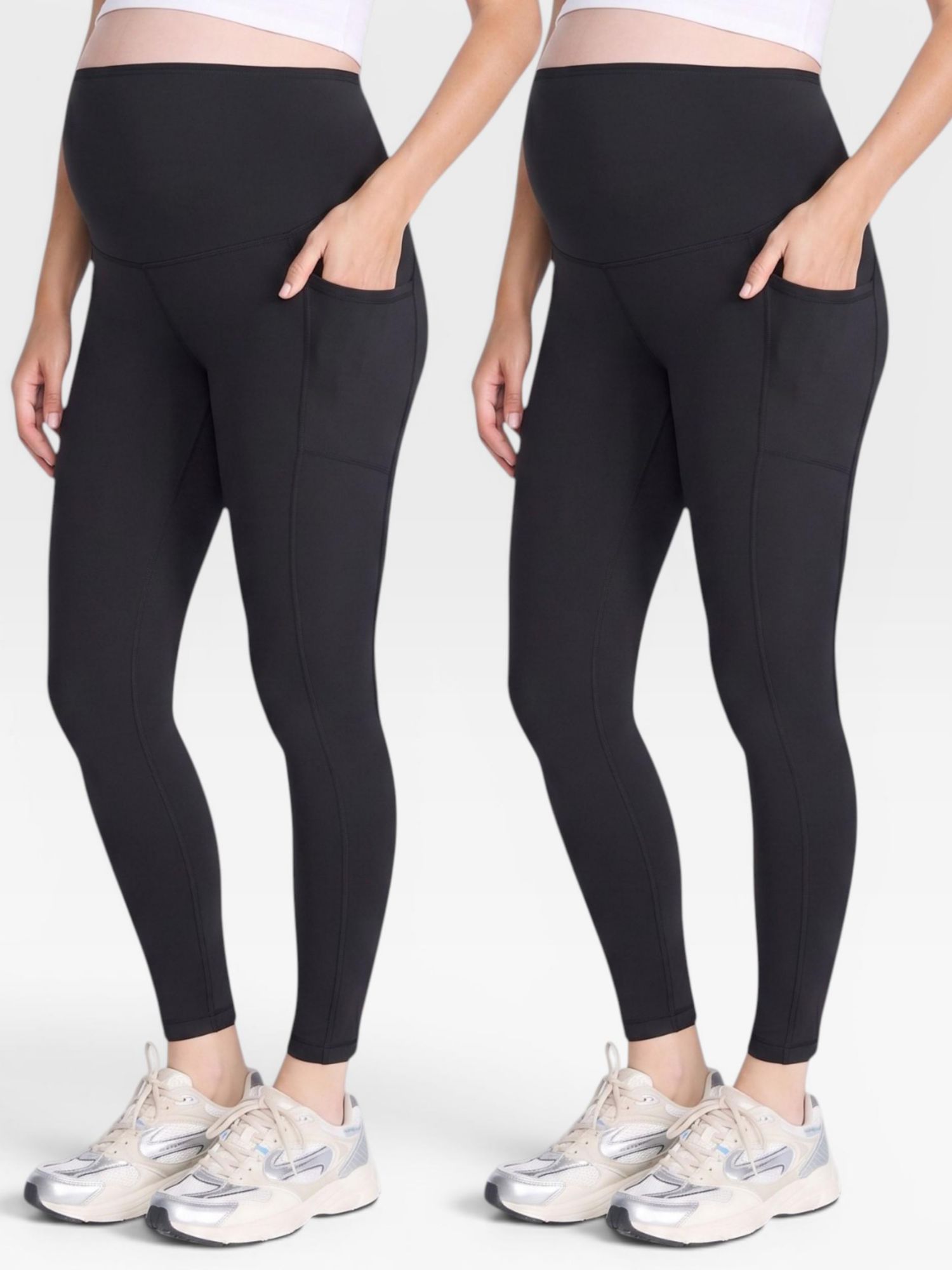 Women's High Waist Over the Belly Active Pocket Ankle Legging - 2-pack - Motherhood