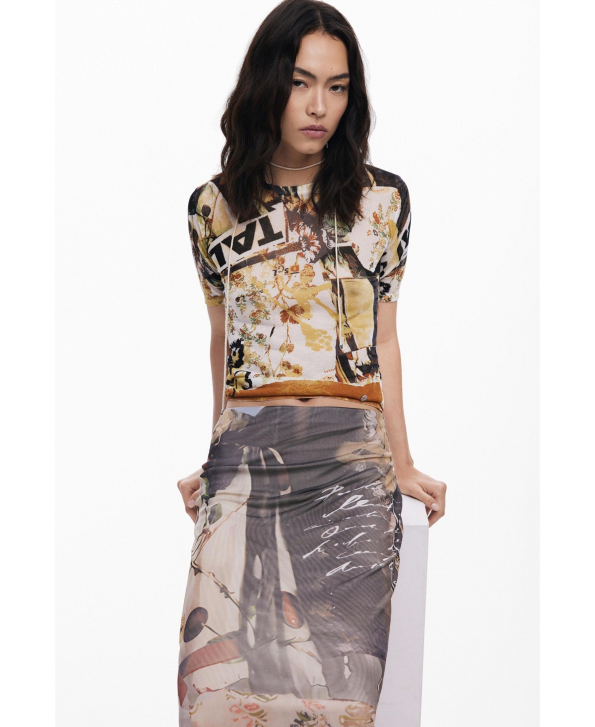 Desigual Women's Collage tulle skirt