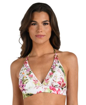 La Blanca Womens Polynesian Soft Band Halter Bikini Top Polynesian Shirred Band Hipster Bottoms In Multi
