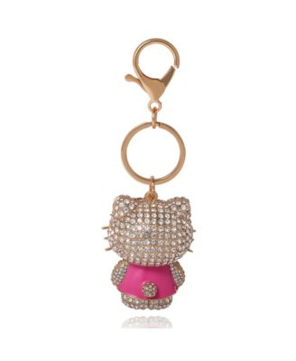 SALLY ROSE Pink Keychain Official License, Multicolored Pave Crystal Sanrio Keychain with Lobster Clip
