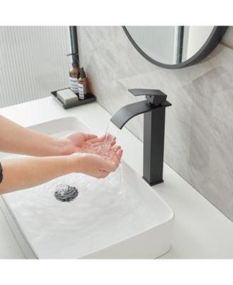 Waterfall Single Hole Single Handle Tall Bathroom Vessel Sink Faucet With Supply Hose in Polished Chrome