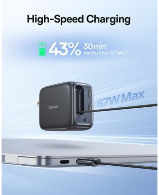 Enercore with Single Retractable USB-C Cable Charger 67W