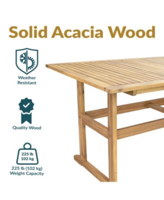 Hatteras Acacia Wood Outdoor Dining Table with Natural Oil Finish - 57"