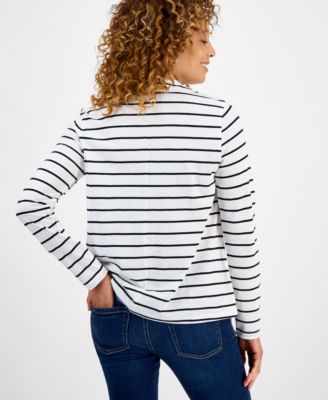 Women's Collared V-Neck Long-Sleeve Knit Top, Exclusively at Macy's