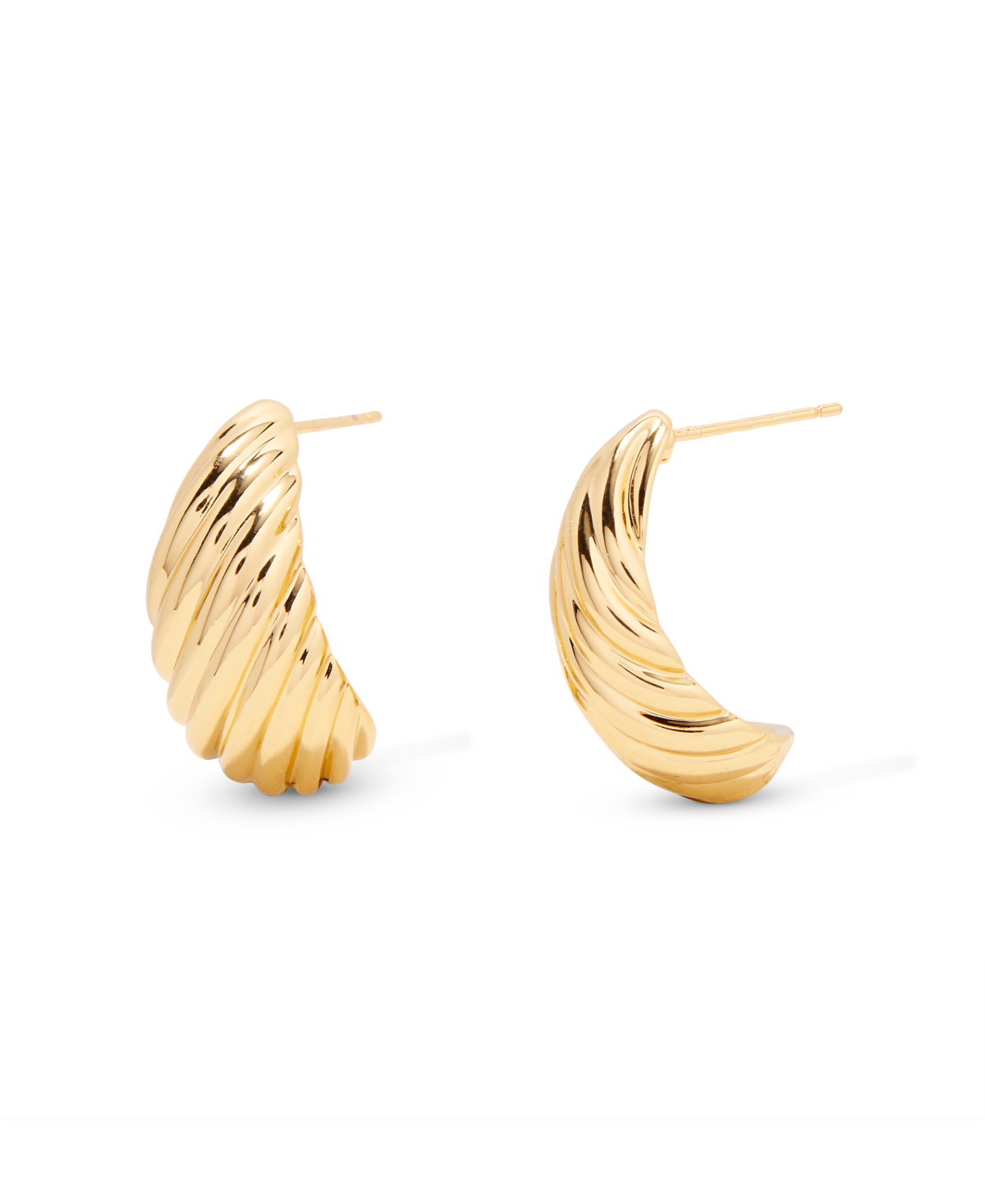 Gold Plated Farrah Ribbed Stud Earrings - Gold