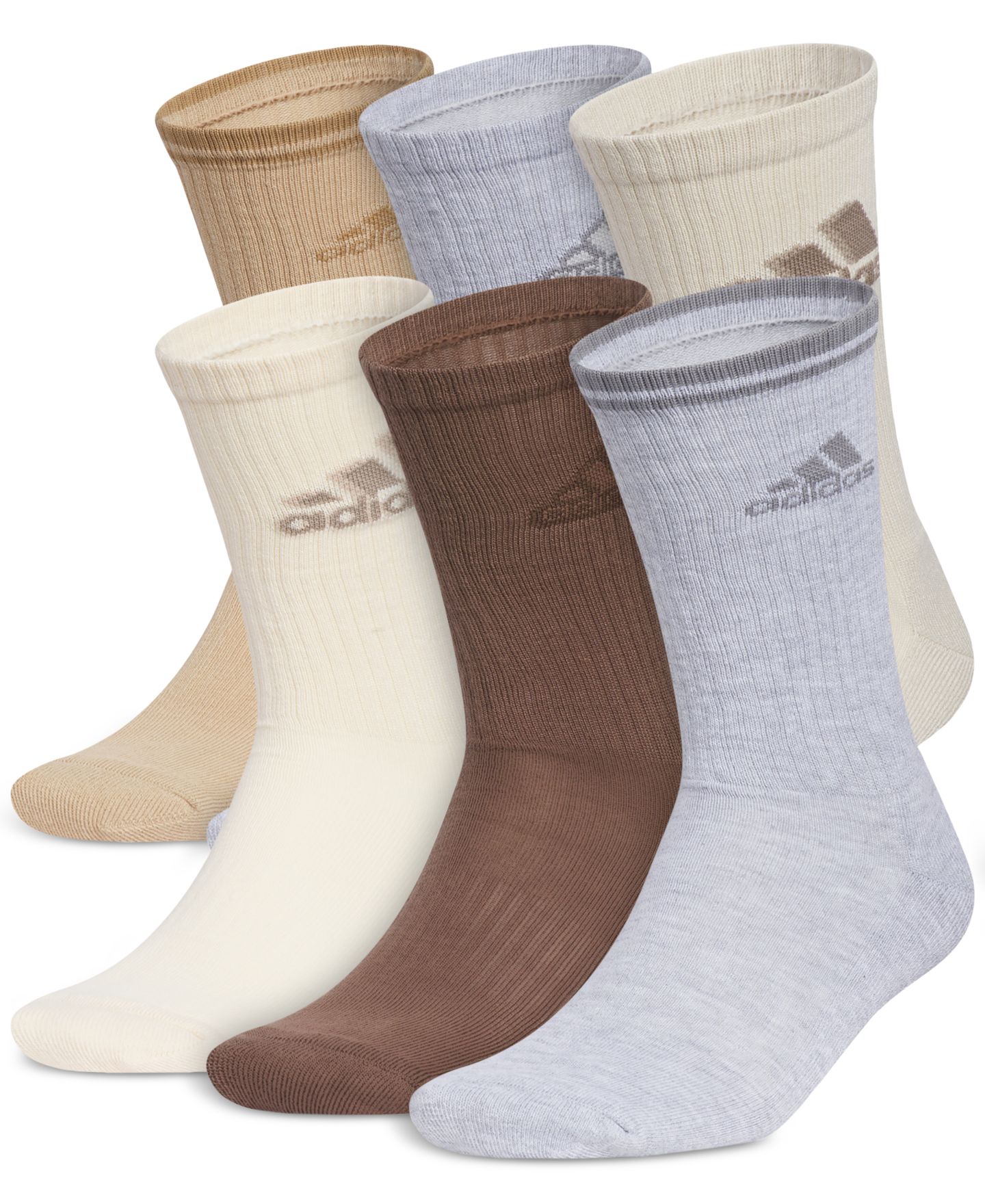 Мужские спортивные носки adidas Athletic Cushioned 2.0, набор из 6 пар, цвет: Песчаниковый бежевый / Белый — фото 1