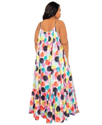 Women's Polka Dot Voluminous Maxi Dress