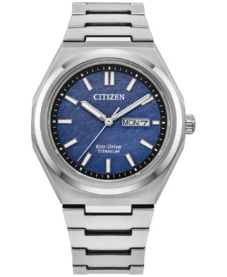 Citizen - Men's Zenshin Silver-Tone Super Titanium Bracelet Watch 39mm
