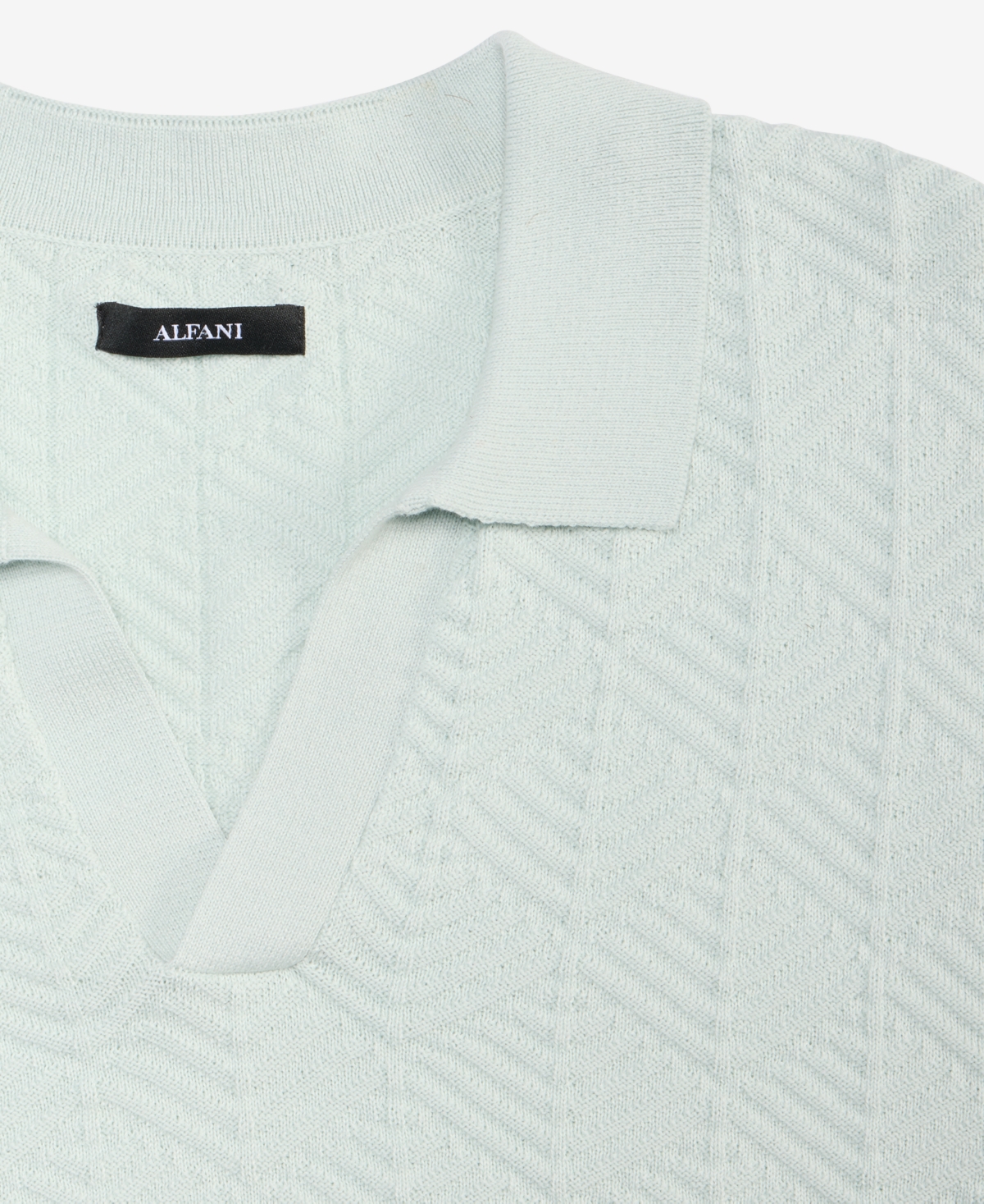 Alfani Men's Johnny-Collar Ribbed Geo Polo Shirt, Macy's Exclusive