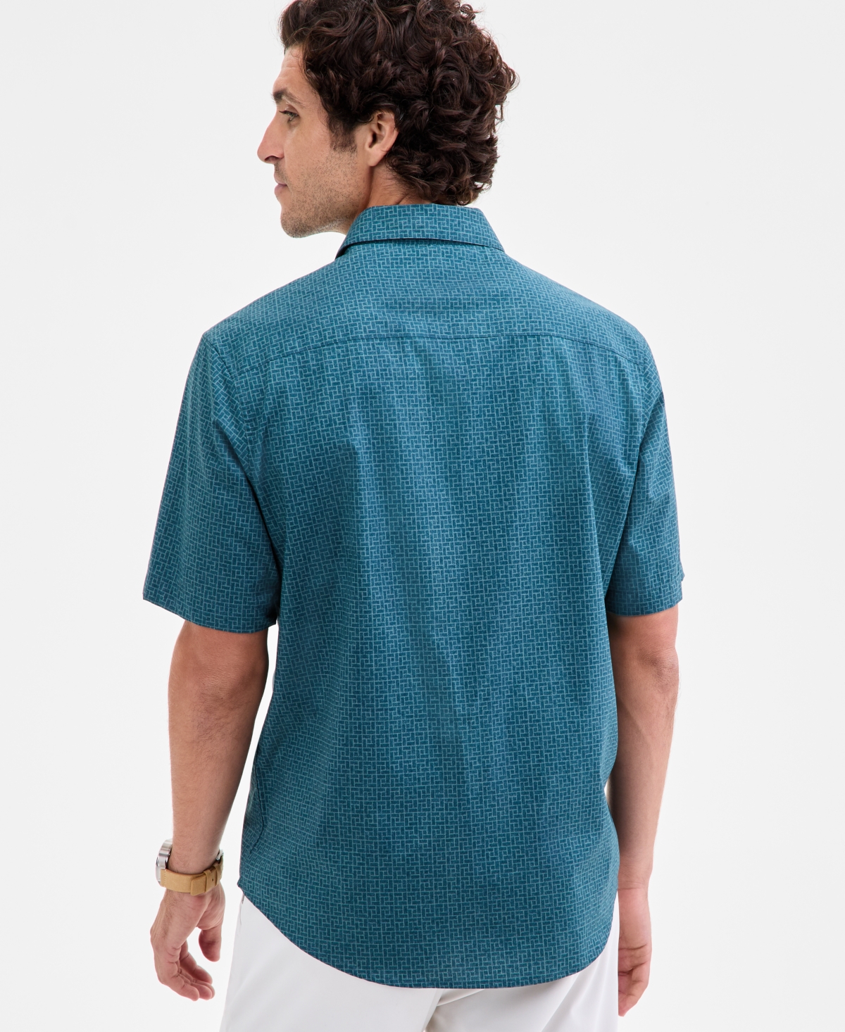 Alfani Men's Basketweave Shirt, Macy's Exclusive In Green