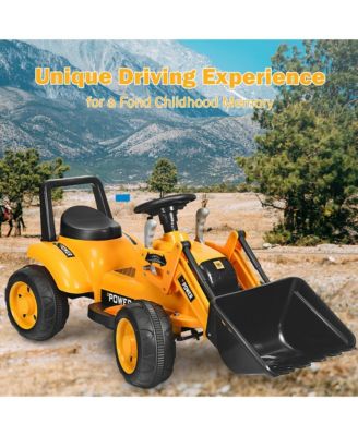 Kids Ride On Excavator Digger 6V Battery Powered Tractor w/Digging Bucket