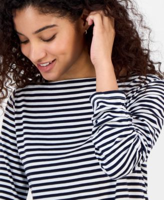 Women's Striped Boat-Neck Top