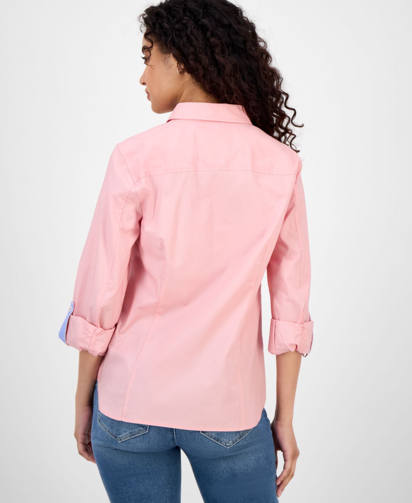 Женская рубашка Nautica Roll-Tab Button-Front, цвет: Розовый — фото 4