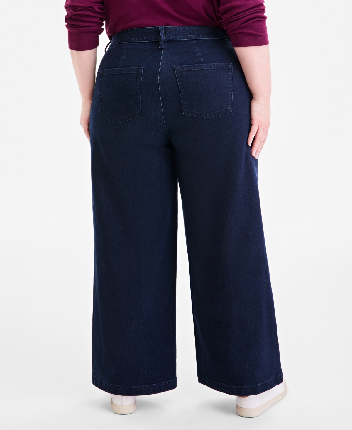 Style & Co Plus Size High Rise Wide-leg Jeans, Macy's Exclusive In Blue