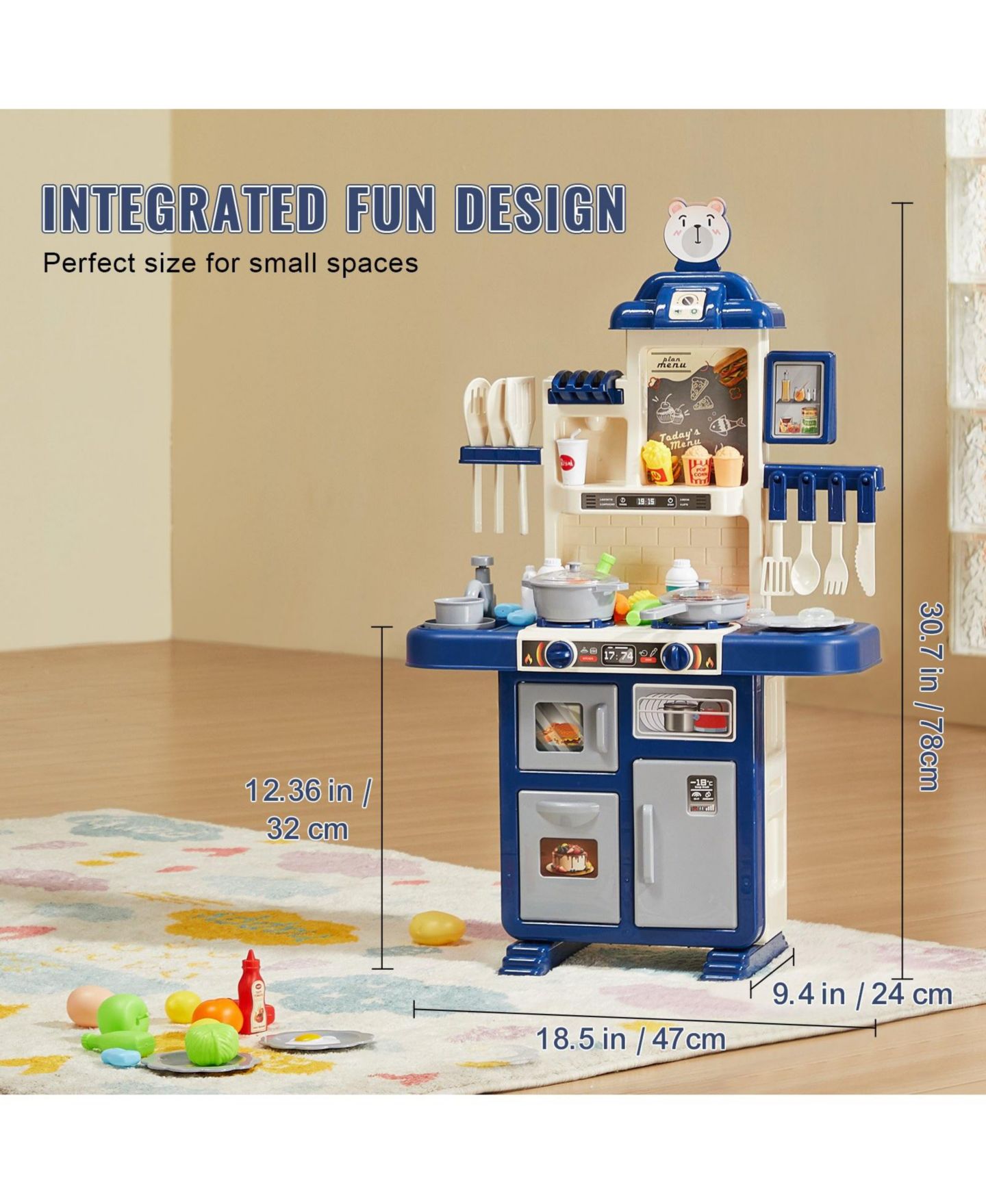 Детский игровой набор Slickblue Kids Kitchen 48-Piece Playset, Ages 3-7, цвет: Синий — фото 5