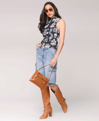 Women's Soutache Denim Button-Front Vest