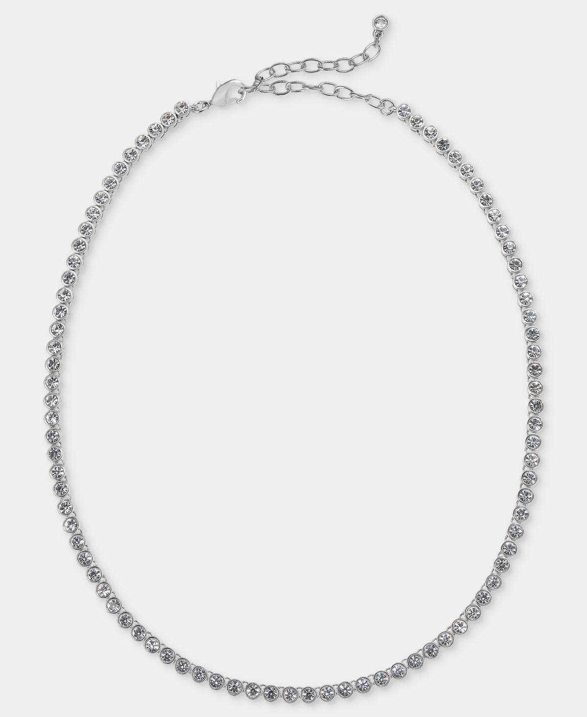 On 34th Crystal Tennis Necklace, 15" + 3" Extender, Macy's Exclusive In Silver