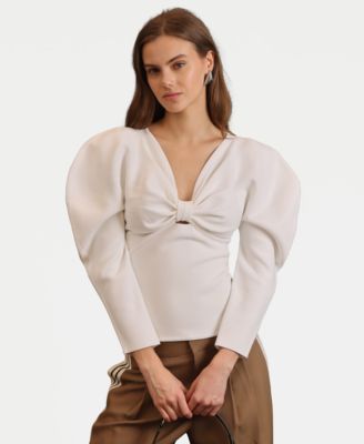 Women's Exaggerated-Sleeve Bow Top