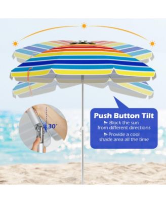 6.5 FT Beach Umbrella UPF50+ Sun Protection Portable Sunshade Parasol for Sand