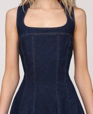 Women's Sleeveless Paneled Denim Mini Dress