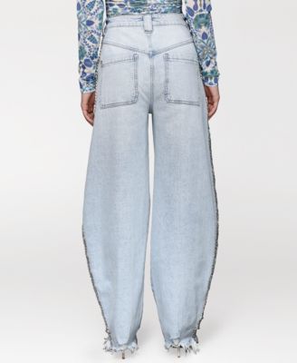 Women's Chain-Trim Barrel Leg Jeans