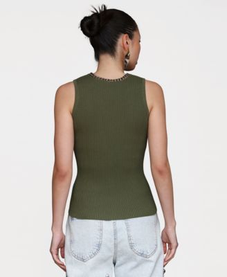 Women's Chain-Trim Ribbed Knit Tank Top