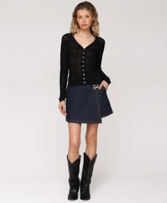 Women's Pointelle Knit V-Neck Cardigan