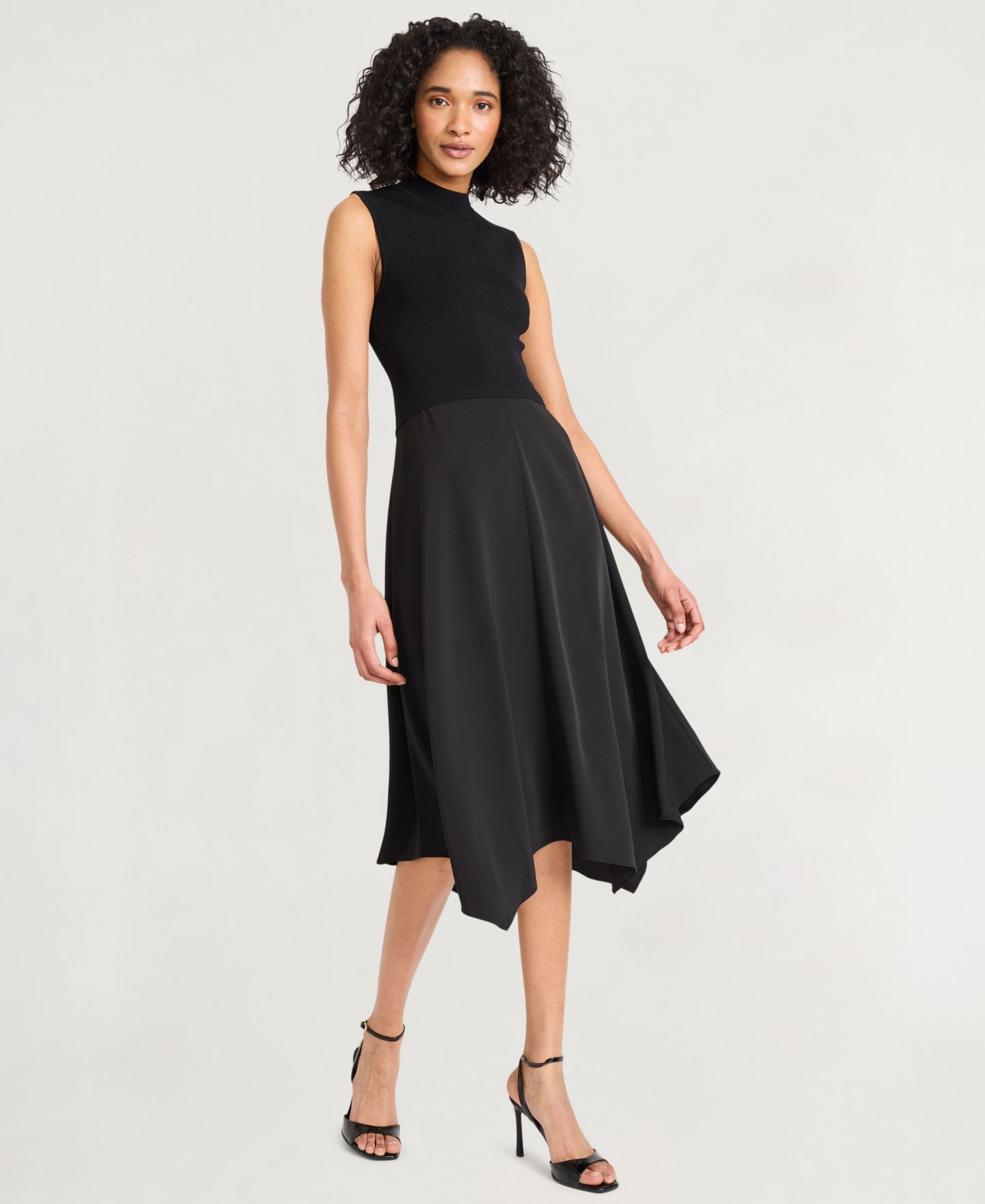 Женское платье Luxely Crepe Mock-Neck Sleeveless Midi, цвет: Чёрный — фото 2