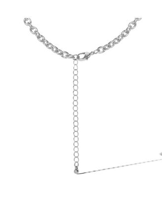 Silver-Tone Pave Crystal Heart Lock Necklace