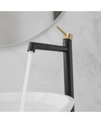Single Hole Single Handle Bathroom Vessel Sink Faucet With Supply Hose in Black Gold