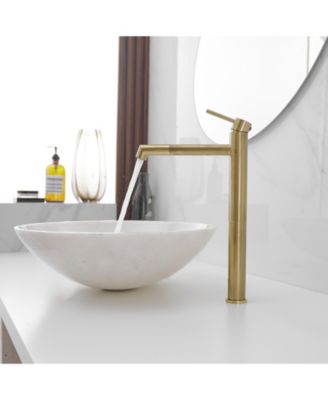 Single Hole Single Handle Bathroom Vessel Sink Faucet With Supply Hose in Black Gold