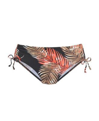 Women's Palm Print Mid Rise Bikini Swimsuit Bottom cup sizing