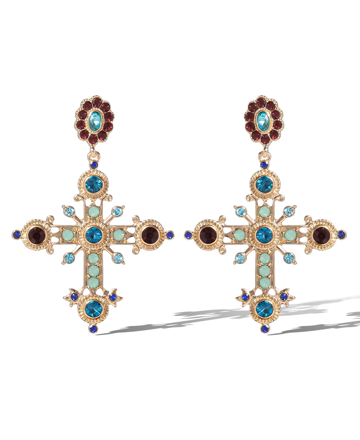 Boho Luxe Cross Drop Earrings - Multi