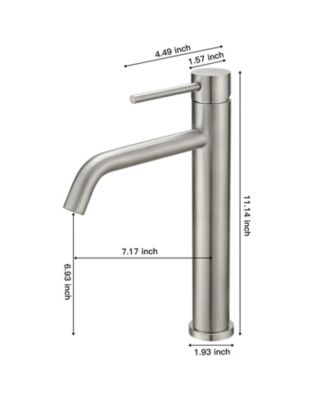 Modern Single Hole Single Handle Vessel Bathroom Vanity Sink Faucet With Pop Up Drain Without Overflow in Brushed Nickel