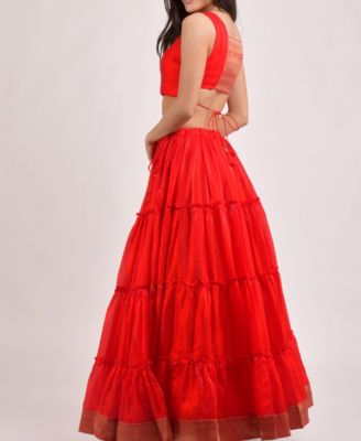 Women's Tiered Shimmer Lehenga Choli