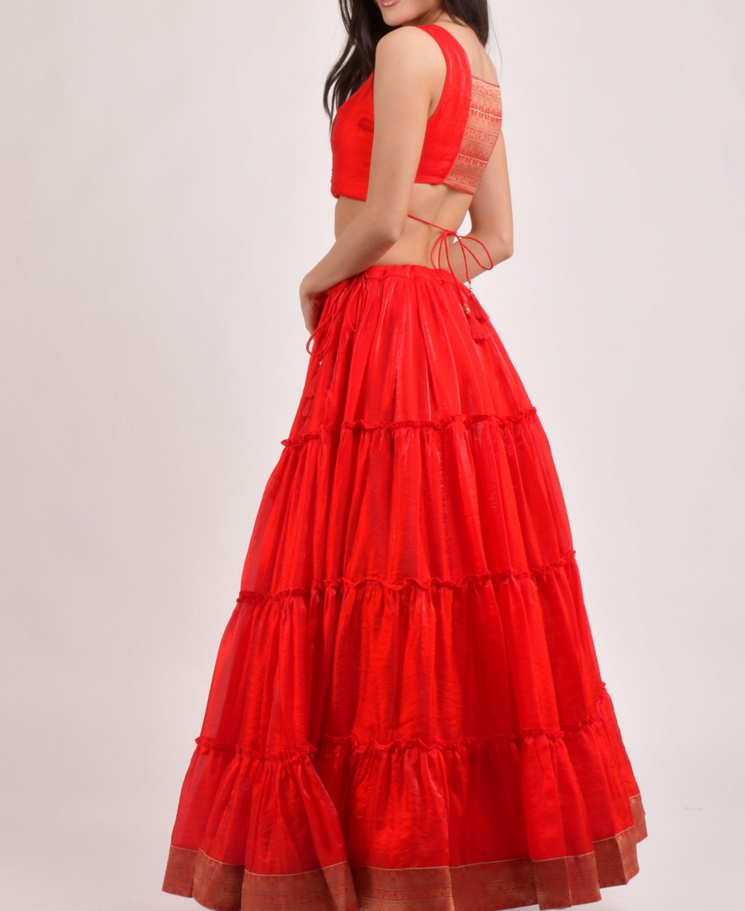 Women's Tiered Shimmer Lehenga Choli