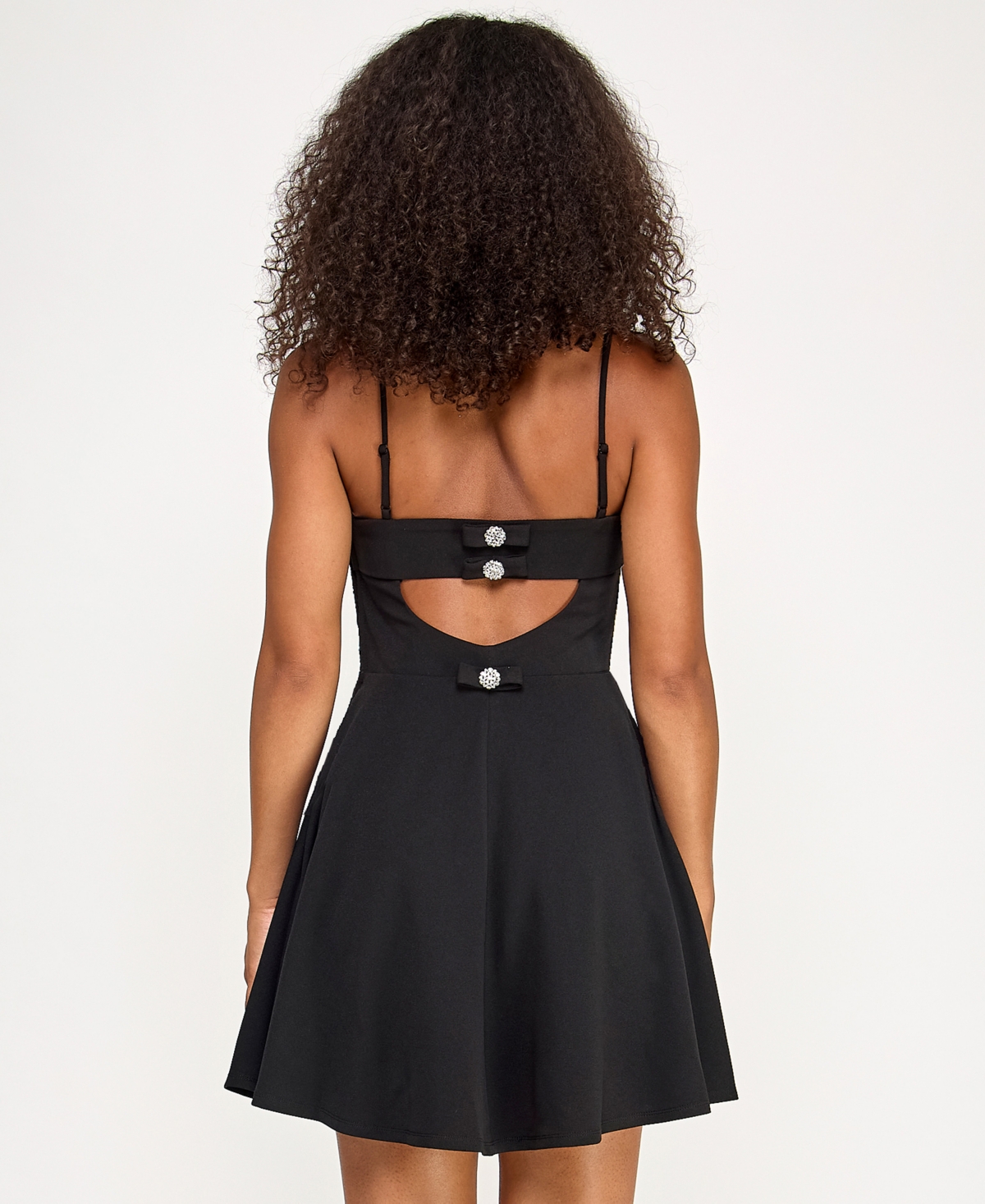 City Studios Juniors' Scuba Crepe Fit & Flare Dress In Black
