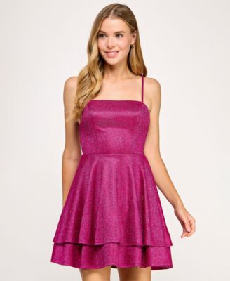 City Studios - Juniors' Straight-Neck Sleeveless Fit & Flare Dress