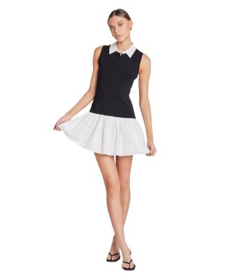 Women's Mixed Media Cotton Polo Mini Dress