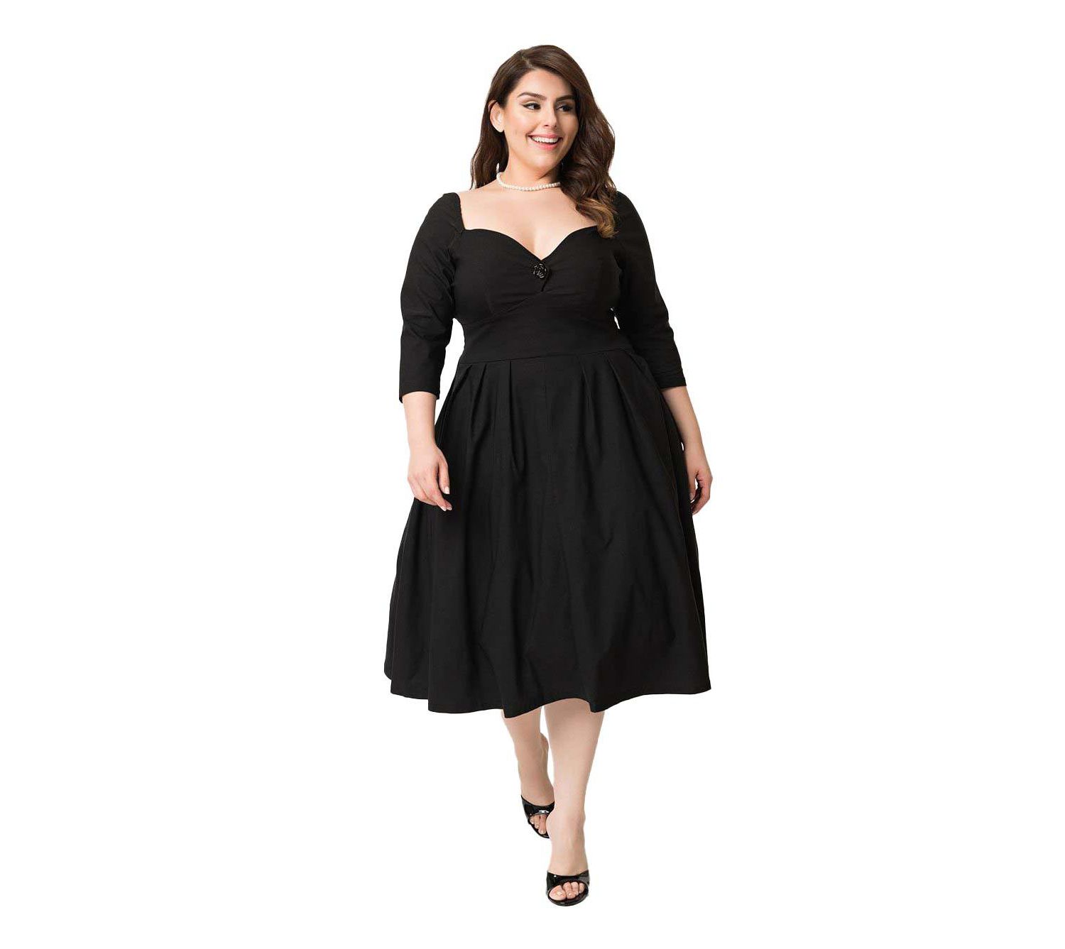 Plus Size Woven Sweetheart Neckline Lamar Swing Dress