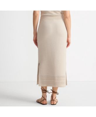 Women's Cotton Pointelle Sweater Maxi Skirt - Set Bottom