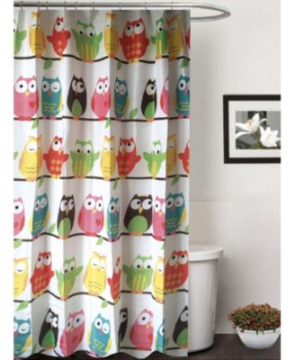 Juvenile Owls Novelty Fabric Shower Curtain