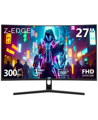 27 inch 1080P Full HD 1920x1080 300Hz 1ms Curved Gaming Monitor, 16.7 Million Display Colors, FreeSync, Ultra-Slim Beze - Black