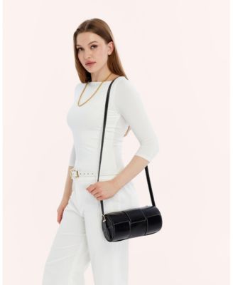 Women's Woven Leather Barrel Bag, Created for Macy's