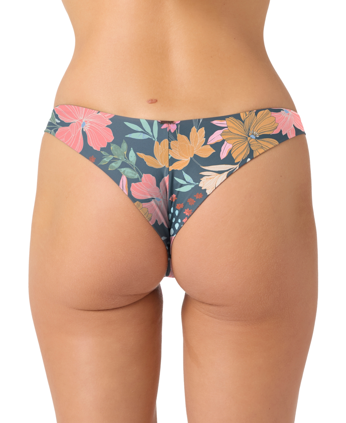 O'neill Juniors' Mila Floral-print Hermosa Bikini Bottoms In Gray