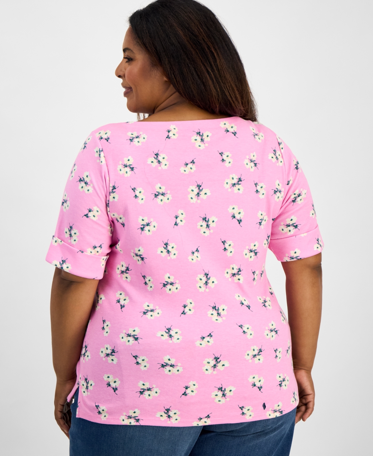 Style & Co Plus Size Printed Elbow-sleeve Knit Top, Macy's Exclusive