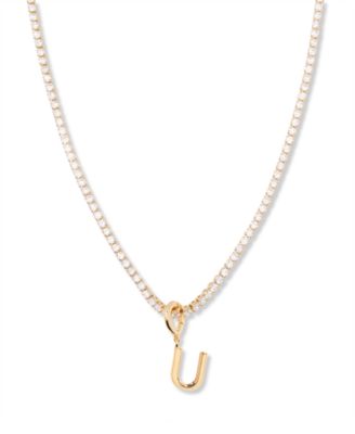 brook york Gold Plated Isabella Mini Initial Tennis Chain Necklace - Gold-U 137$